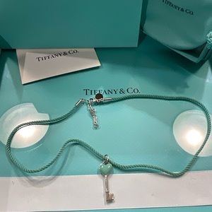 Tiffany blue silk necklace and key